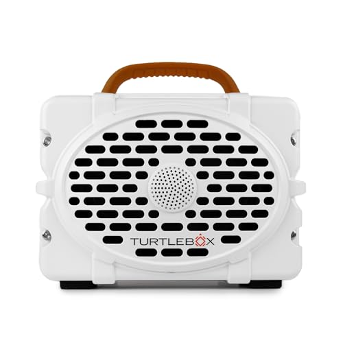 Image of Turtlebox Original Gen 3: Portable Outdoor Bluetooth Speaker - Ultra-Loud (120dB), Waterproof (IP67), Rugged, Impact-Resistant, 3-Day Battery | Party Mode: Unlimited Pairing Stereo, White /Burnt Orange