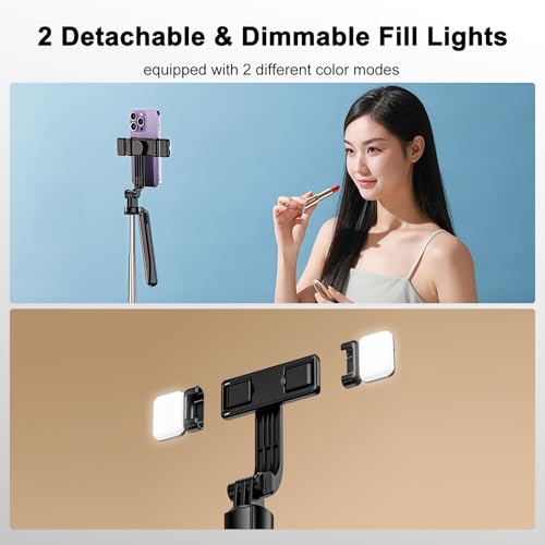Trípode para selfie de 180 cm estable con luces de relleno integradas 6