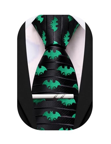 Image of Barry.Wang Silk Ties for Men Fun Necktie and Tie Clip Set for Wedding Party Business Formal Extra Long
