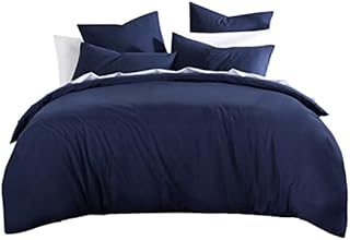 RUIKASI King Size Duvet Cover Set - Microfiber Kingsize Duvet Cover with 2 Pillowcases, Ultra Soft Bedding Quilt Cover with Zipper Closure, Navy Blue