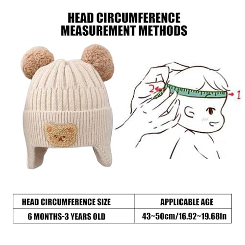 Azonee Baby Winter Hat, Toddler Infant Knitted Beanie with Warm Earflaps, Cute Winter Cap for Boys and Girls