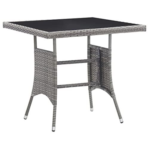 Mesa de jardín elegante en polirratán gris resistente a rayos UV 2