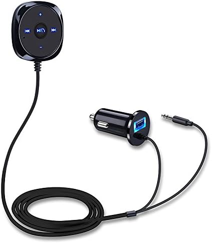 Comsoon Bluetooth Car Kit, Bluetooth Car Adapter Wireless Stereo Handsfree Speakerphone with 5V/2.1A USB Car Charger, 3.5mm Aux Jack & Magnetic Mounts(AUX Port Needed)