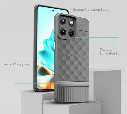 Image of Back Cover for Motorola Moto Edge 70 Fusion 5G Camera Protection 3D Hexa Cube Design Silicone Protective Bumper Back Case for Motorola Moto Edge 70 Fusion 5G - Grey