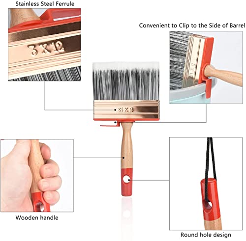 Sukudon Flächenstreicher Pinsel Holz streichen Lasur mit Holzgriffl 30 x 120 mm EIN Stück