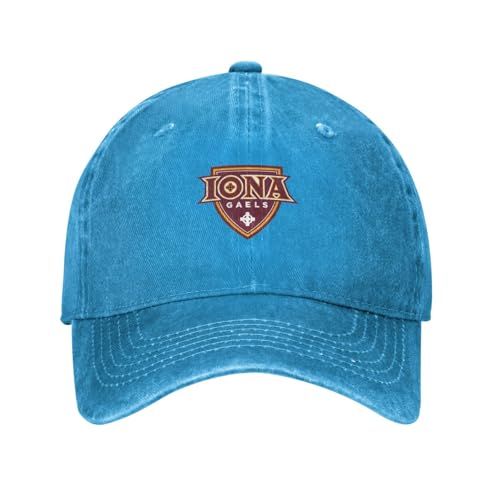 Fsugnioe Iona College Hat Adjustable Baseball Cap Unisex Casual Sports Hat Blue