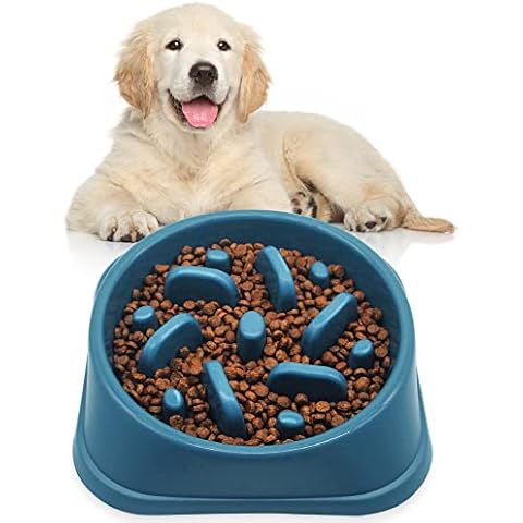 Suhaco Slow Feeder Dog Bowls Dog Food Bowl Slow Feeder Prevent Choking & Overeating, Non Slip Dog Slow Eating Bowl for Small & Medium Dogs Puzzle Pet Feeding Bowls (Dark Blue) Cover
