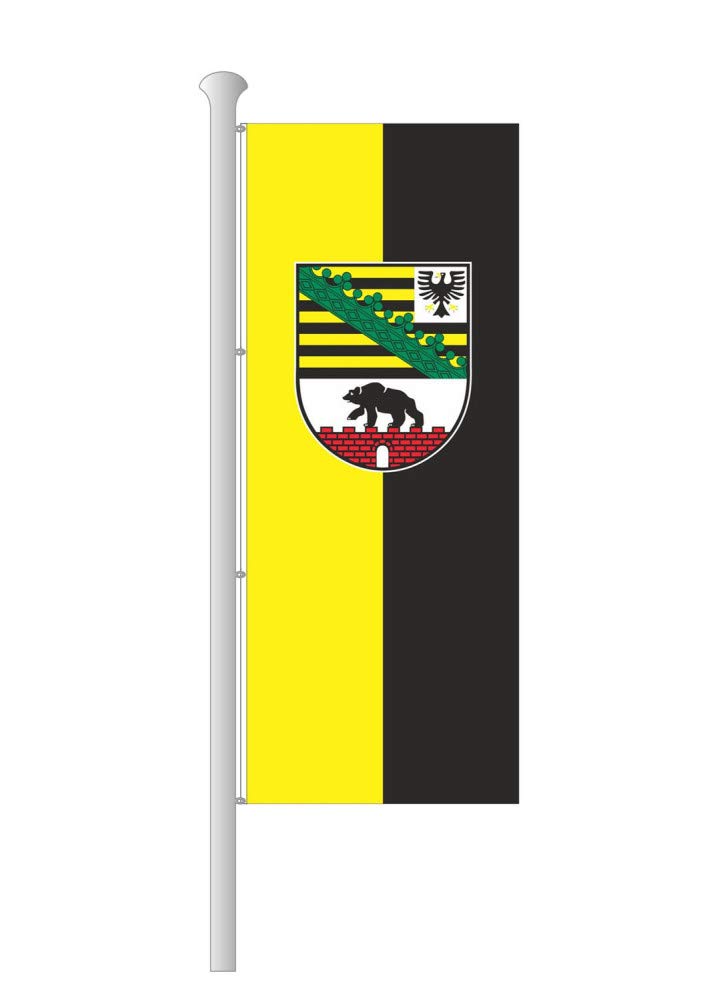 Deitert Bundesland-Flagge Sachsen-Anhalt – 120x300 cm Sachsen-Anhalt Fahne mit Wappen im Hochformat, Hissfahne aus reißfestem Polyester