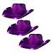 blinkee Pack of 3 Light Up Purple Shiny Satin Metallic Space Cowboy Hat with Deep Purple LEDs