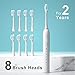 SUNPRO 2 Pack Sonic Electric Toothbrush, Rechargeable Toothbrush 6 Modes, Built-in 2 Minute Timer, 8 Brush Heads(Black+White)