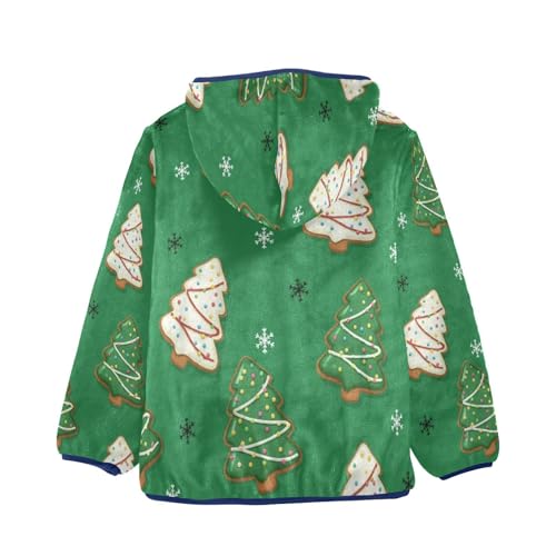 Christmas Tree Cookies on Green Toddler Fleece Jacket Girl Boys Hooded Fleece Jacket Coat Warm Outwear Zip-up 3-10T2