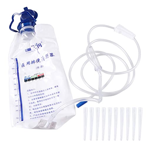 LIXBD Saco de enema reutilizável de 1200 ml com mangueira de controle de fluxo e 10 válvulas de flux