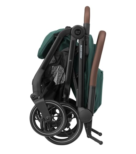 Maxi-Cosi Soho Carrinho, 0-4 anos, 0-22 kg, carrinho ultra compacto, dobrável automático com uma mão, cadeira espaçosa, 3 reclinações, reclinação total, capa removível, verde essencial