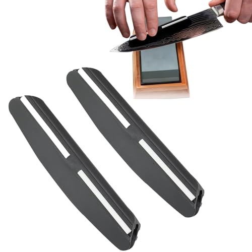 2 Pcs Knife Sharpeners,Sharp-Edged Knife Sharpening Guide,Portable Blade Sharpener,Whetstones for Sharpening Knives,Easy Use Knife Sharpener for Outdoor or Kitchen Tools (Black)