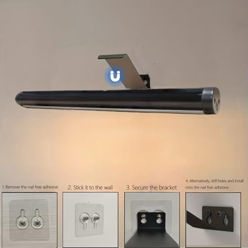 Aplique de pared LED táctil y regulable negro con batería USB para dormitorio 5