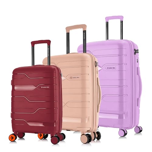 Image of Nasher Miles Paris Hard-Sided Polypropylene Luggage Set of 3 | 55cm, 65cm & 75cm | 8 Wheels Double Spinner Small, Medium & Large Trolley Bag for Travel | Suitcase (Multicolor)