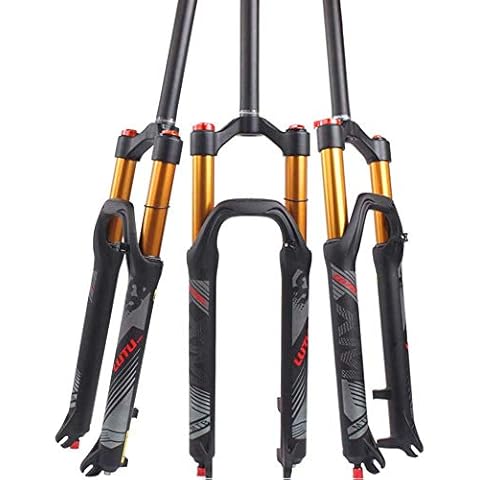 BUCKLOS 【UK STOCK】 LUTU 26/27.5/29 Air MTB Suspension Fork, Rebound Adjust Straight Tube 28.6mm QR 9mm Travel 120mm Manual/Crown Lockout Mountain Bike Forks, Ultralight Gas Shock XC Bicycle Cover