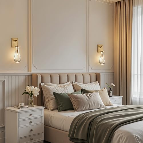 Image of 17 inch L Wall Sconces,Morden Wall Lights Fixtures Raindrop Wall Sconce Bathroom Vanity Light Brass Wall Lamps for Living Room,Bedroom,Hallway,Stairs,Indoor