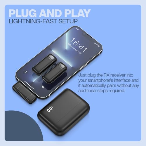 Image of UNIGEN UniMic 200 Wireless Microphone, Noise Reduction Lapel Mic with Charging Case, Wireless Mic for Video Recording, Vlogging, YouTube, Facebook, Instagram Support System for Type C & iOS