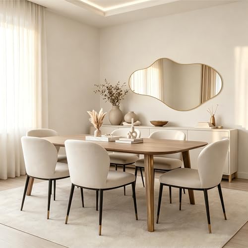 potijo Irregular Asymmetrical Wall Mirror 26x48 Inches - Decorative Tempered Glass with Modern Aluminum Alloy Frame, Gold Abstract Cloud Mirror for Bathroom, Bedroom, Living Room, Entryway, Cloakroom — view 3