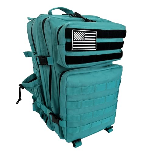 SEYATULLH Tactical Backpack Military Backpack Assault Pack Bug Out Bag Rucksack for Men Women Trekking Hiking,Hunting 45L (Lake blue)