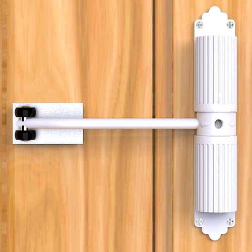 Cierrapuertas 2024 (blanco), cierrapuertas de seguridad con resorte, bisagra de puerta de cierre ajustable, tope automático con clasificación contra incendios, para convertir puertas con bisagras en