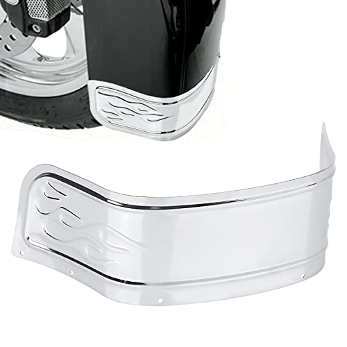 Shmt Motorcycle Flame Front Fender Skirt Trim For Harley Softail Flstn Flstc Flst Touring Electra Glide Flht Road King Flhr Tri Glide 1980-2013,Chrome #TOP5