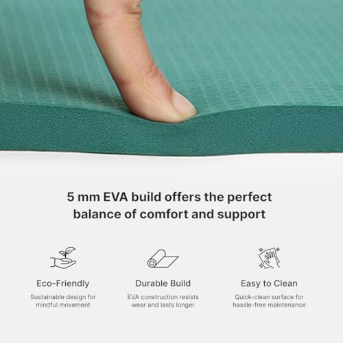 Image of Cult Yoga Mat EVA 5mm with Carry Strap - Non-Slip, Cushioned, Sweat-Resistant, Eco-Friendly Workout Mat for Home Gym & Fitness - Sage Green
