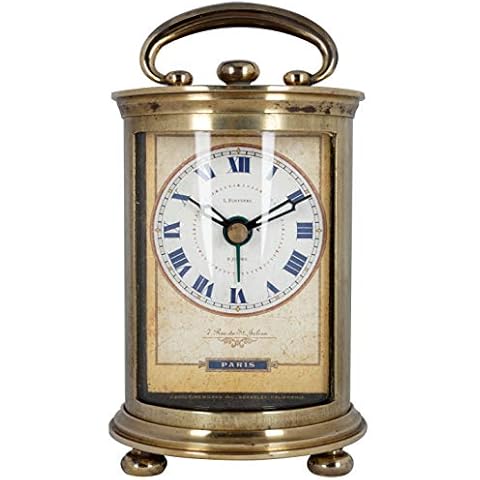 JUSTIME Solid Brass Parisian Carrige Antique Collectible Analog Table Desk Alarm Clock for Gift, Home Decor, Battery Operated (Large) Cover