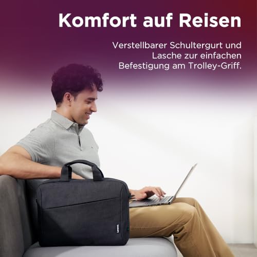 Image of Lenovo Laptop Bag T210, Messenger Shoulder Bag for Laptop or Tablet, Sleek, Durable & Water-Repellent Fabric