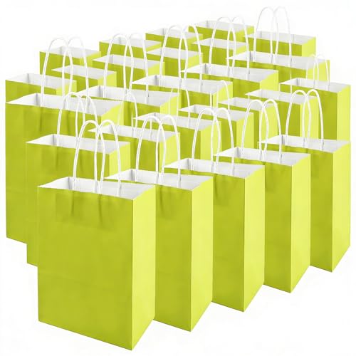 Sac papier vert poignée kraft MIVIDE de 15x8x21 cm pour emballage de cadeaux et fêtes