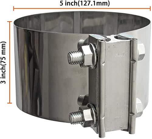 Image of Exhaust Clamps 5 Inch Butt Joint Exhaust Pipe Muffler Clamp Band 304 Stainless Steel(4 Pack 5 inch Butt Lap Joint Exhaust Clamp)