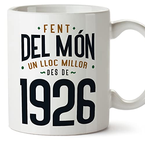 MUGFFINS Tazas 1926 Cumpleaños - En Catalán - Fent del Món un Lloc Millor - 11 oz / 330 ml - Regalo original y divertido
