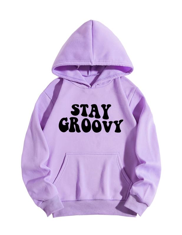 MODARUEStay Groovy Printed Cotton Fleece Sweatshirt Hoodies for Boys | Full Sleeves Round Neck Soft Fabric Winter Wear, Long Sleeve Unisex Hoodie for Men/Women