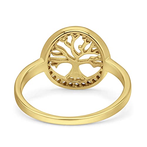 OMRANII Tree Of Life Wedding Ring Halo Round Simulated Cubic Zirconia 925 Sterling Silver3