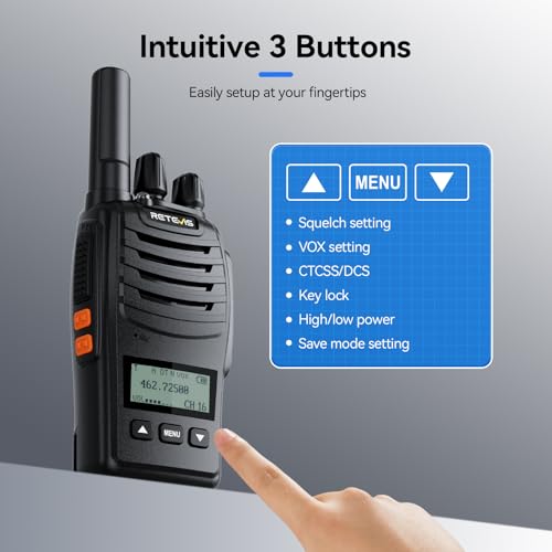 Image of Retevis H777D Walkie Talkies Long Range with LCD Screen, USB -C Charging, Portable FRS Two Way Radios for Adults, Handsfree, Durable Walkie Talkie for Restaurant Retail Warehouse School(10 Pack)