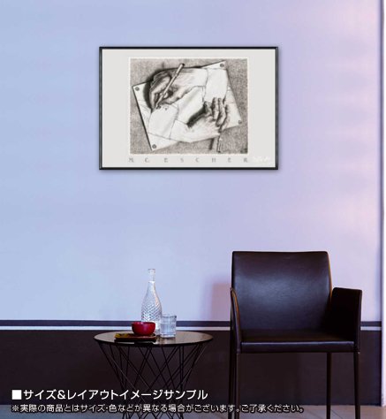 Amazon.co.jp: ポスター MC エッシャー 描く手 額装品 アルミ製ハイ