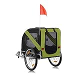 zoomundo Fahrradanhänger Hundeanhänger für Hunde-Transport in Grün/Schwarz - Silver Frame