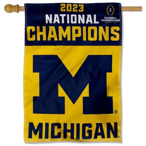 Bandera vertical Michigan Wolverines 2023 de alta densidad con acabados de costura premium