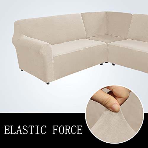 MINGPINHUIUS Sofabezug L Form Stretch Sofabezug aus Samt für 5 Sitzer Ecksofa, Anti Rutsch Sofa Überzug L Form Dicker weicher waschbarer Möbelschutz