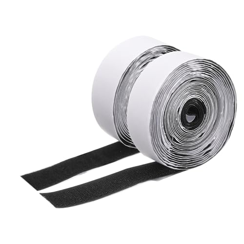 Image of uxcell 15ft x 1 inch Hook and Loop Tape, Heavy Duty Double-Sided Adhesive Strips, Strong Back Sticky Fastener for Home Office Car DIY Crafts, Black