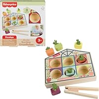 Fisher-Price Wood Preschool Toy Sorting Greenhouse, Tiny Garden Wooden Activity for Fine Motor Developmental Play Kids Ages 3+ Years (Amazon Exclusive)