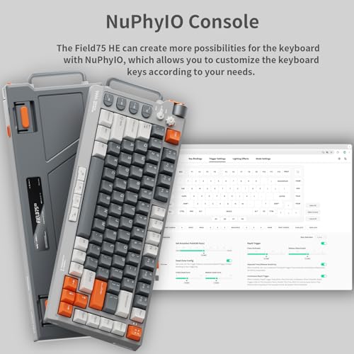 Image of nuphy Field75 HE Magnetic Switch Gaming Keyboard,Wired Keyboard,83 Keys PC Gaming Keyboard,One Knob Volume Control, Hall Effect Sensors,Adjustable Actuation,Rapid Trigger-Magnetic White Switch