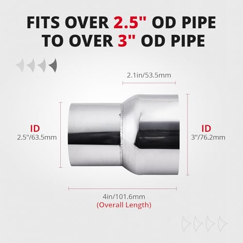 Image of EVIL ENERGY Exhaust Adapter Reducer ID 2.5 Inch to ID 3 Inch, Pipe Connector 304 Stainless Steel Exhaust Coupler 2 1 /2 inch ID to 3 inch ID