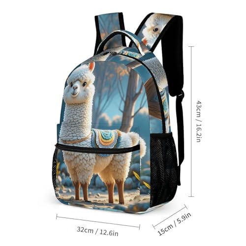 Cartoon Alpaca Cute Animal Backpack for Men Women, Durable Small Backpack Casual Lightweight Daypack for Travel Bag2