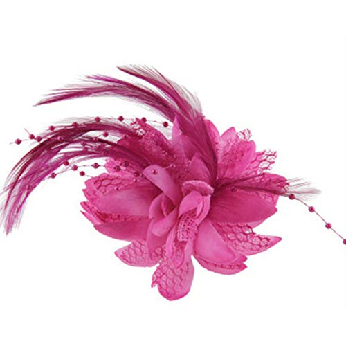 Austinstore Frauen Blume Feder Corsage Haarband Pin Haarspange Kopfbedeckung Party Decor Geschenk - Pink Cover