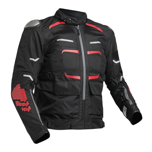 Image of Royal Enfield Crossroader Print Option| Knox CE Level 2 Protectors- Shoulders & Elbow | Ergo Protech Armours CE Level 1- Chest | CE Level 2 At Back For Excellent Impact Protection | RED M