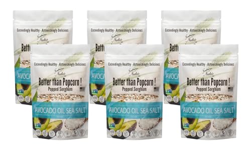 Nature Nate’s Popped Sorghum, Popcorn Alternative, Avocado Oil Sea Salt - Sorghum, Keto & Gluten Free, Healthy Snacks, Better Than Popcorn, Made in USA - 2 Ounce (Pack of 6)