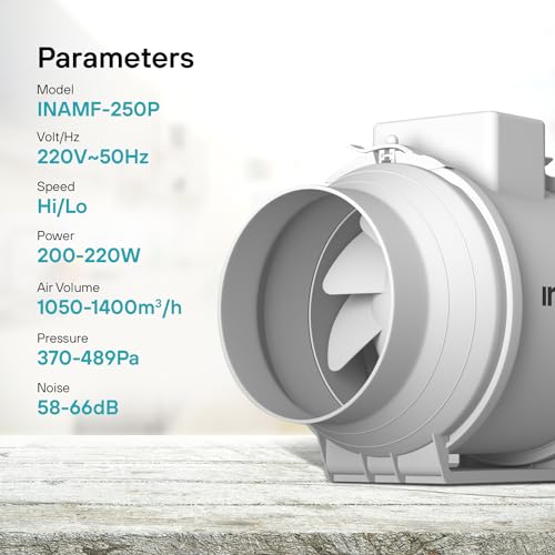 Image of Inair | Mixed Flow Exhaust Fan I INA-MFF-250P I Black | 1050-1400 (m3 /h) Airflow | Silent, Energy Saving, Durable Ventilation Fan | Flexible Adjustment, Long Distance Air Supply IFor Bathroom, Kitchen