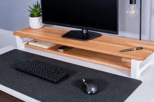 Image of 80cm Long Wooden Computer Monitor Stand, Monitor Riser Desk Shelf Desktop Stand TV Laptop Riser (80x20x10cm)